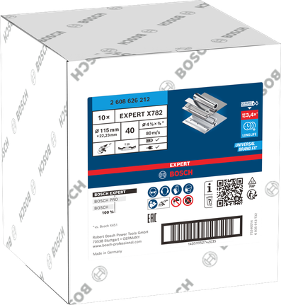Lamelový kotouč Bosch EXPERT X782 G40 115 mm, krabička 10 kusů.